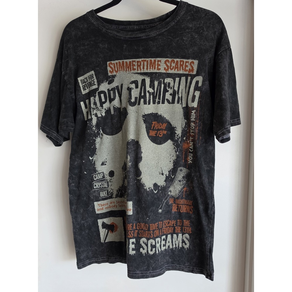 Friday the 13th Men's T-Shirt Size M Short Sleeve Gray Cotton Crew Neck